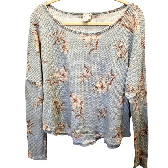 PAPER CRANE Anthropologie Size Large Sage Floral Oversized Thermal Pullover EUC - Picture 3 of 5